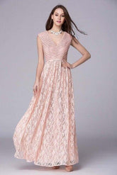 Lace Patchwork Elegant Party Prom Floor Length Runway Dresses